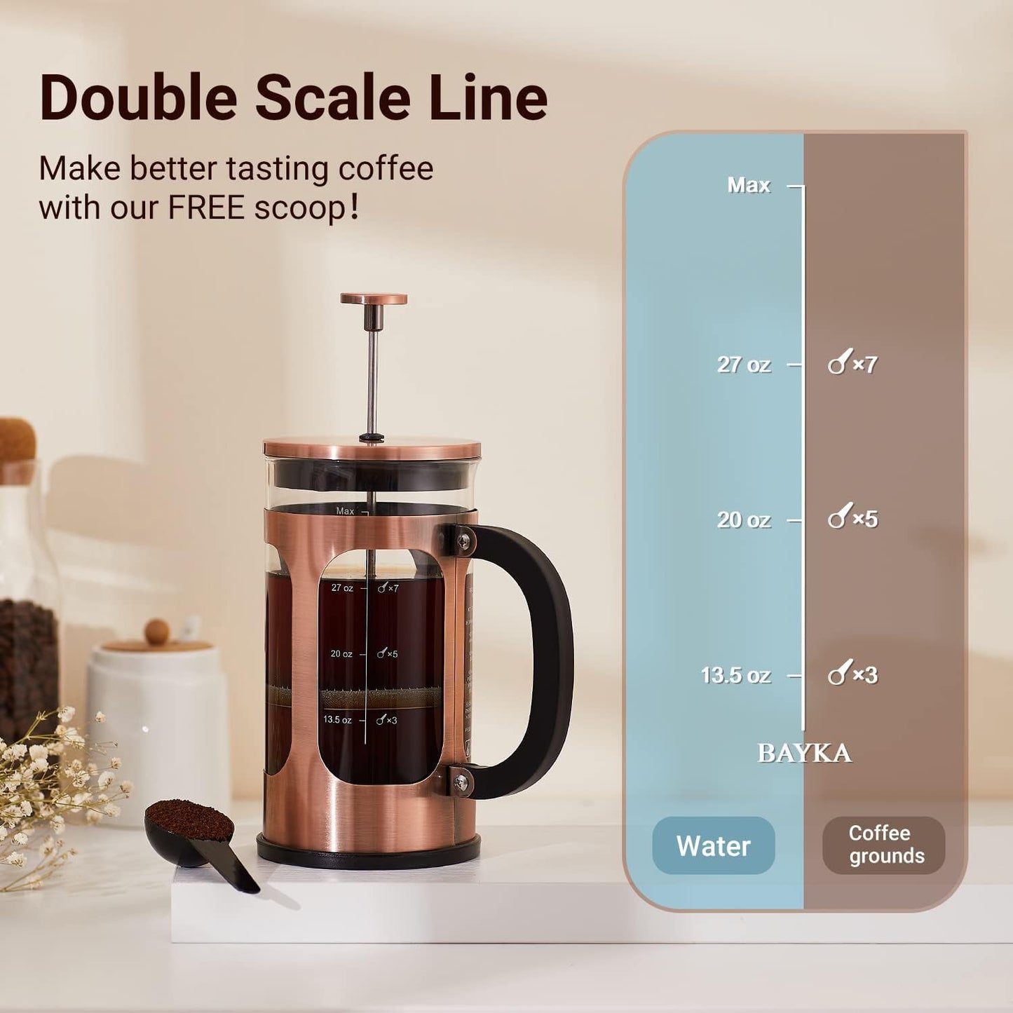 34 Ounce 1 Liter French Press Coffee Maker