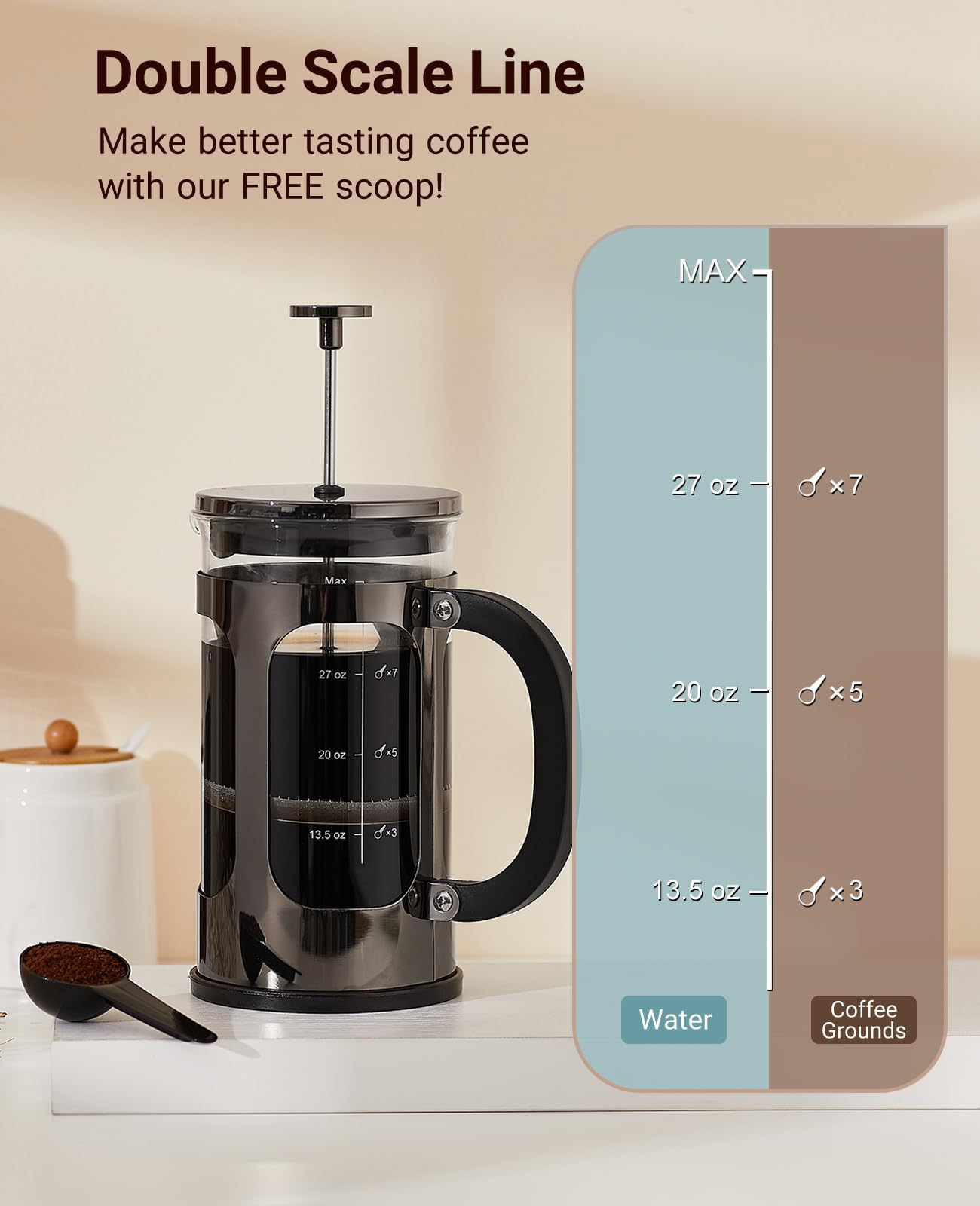 34 Ounce 1 Liter French Press Coffee Maker